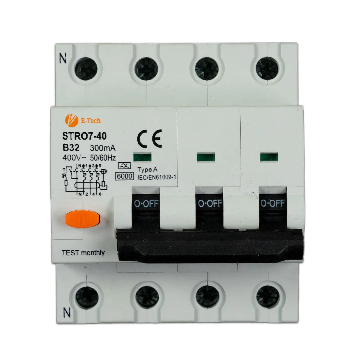 E-TECH Aardlekautomaat B32 300mA 3P+N