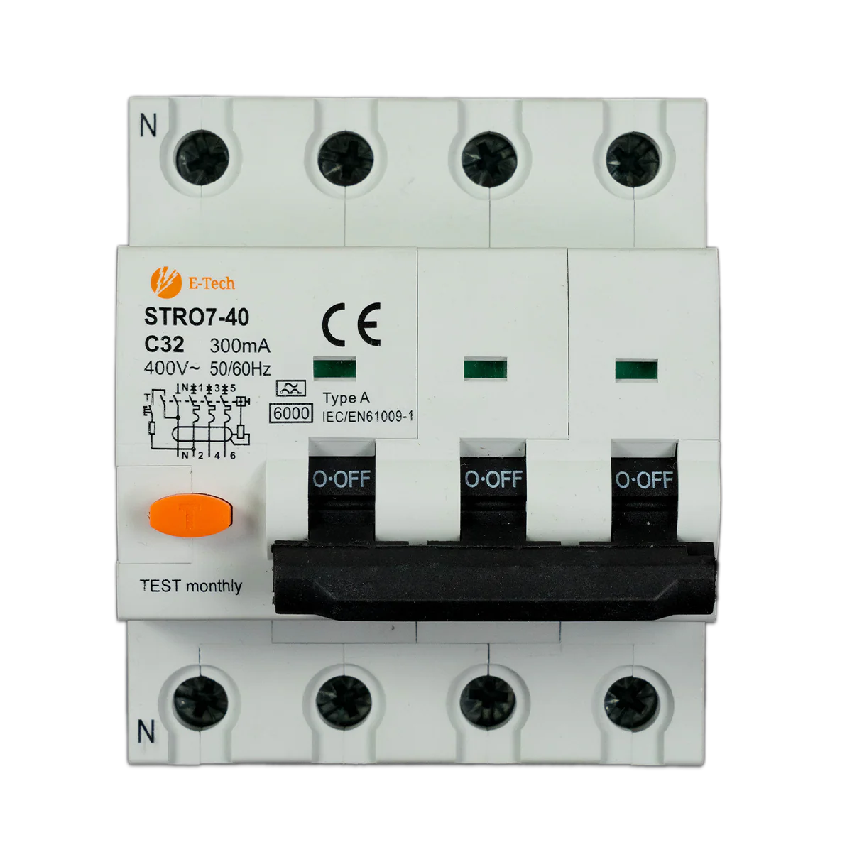 E-TECH Aardlekautomaat C32 300mA 3P+N